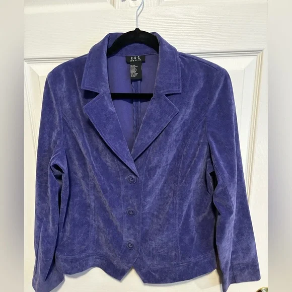 WOMENS R.O.T. DARK LAVENDER CORDUROY LONG SLEEVE FRONT THREE BUTTON CLOSURE SZ L - Picture 4 of 14